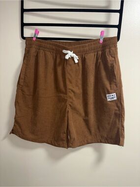 NWOT Brown Men's Hybrid Shorts with Drawstring Waist